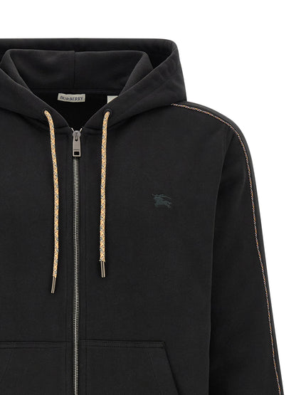 Sweatshirt Hoodie by Burberry for men in cotton black & patterned showcases a city-ready silhouette, artfully detailed with a signature hooded neckline and for a city-ready finish.