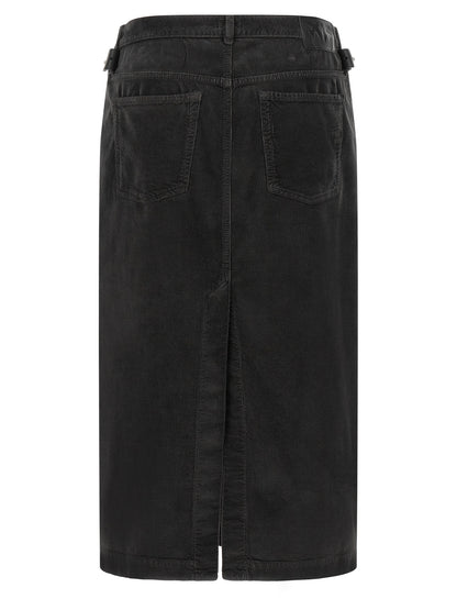 PINKO Black Cotton Midi Skirt