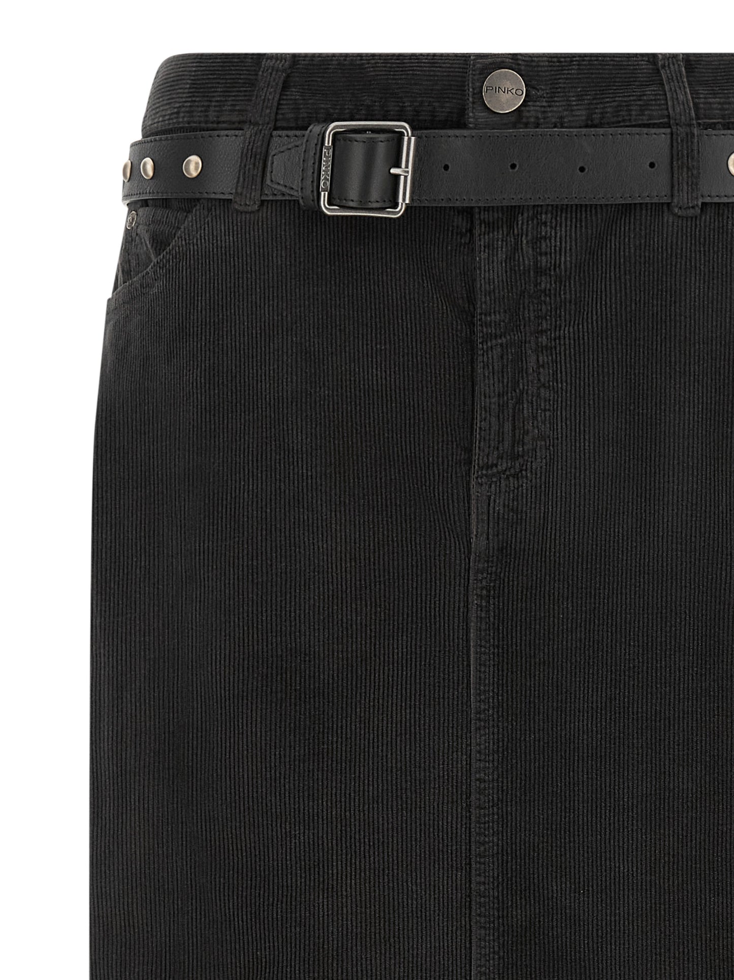 PINKO Black Cotton Midi Skirt