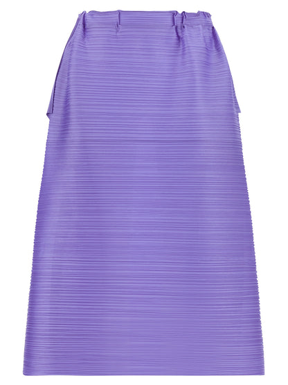 PLEATS PLEASE ISSEY MIYAKE Purple Polyester Midi Skirt