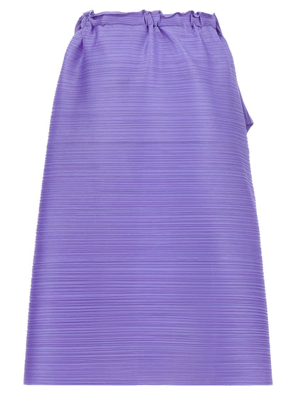 PLEATS PLEASE ISSEY MIYAKE Purple Polyester Midi Skirt