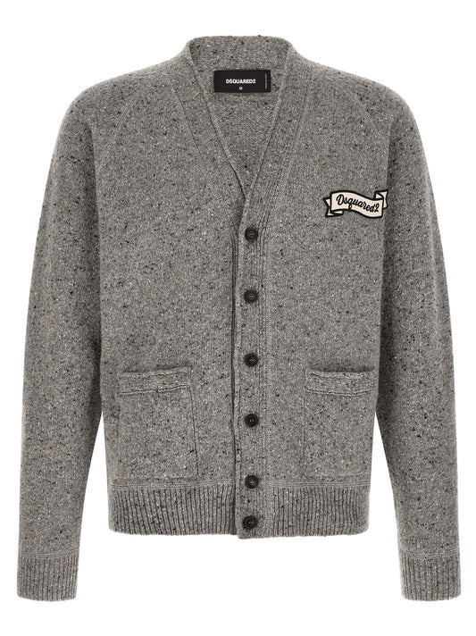 Cardigan by Dsquared² for men in polyamide wool gray presents a textural silhouette, artfully finished with a textural v-neck neckline and for a sophisticated, textural look.