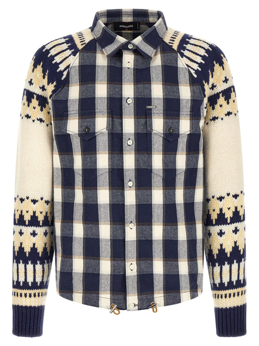 Shirt by Dsquared² for men in cotton flannel multicolor & jacquard presents a discerning silhouette, showcasing a sophisticated and for a truly discerning finish.