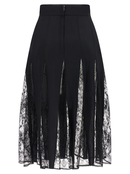 Dolce & Gabbana Black Silk Midi Skirt