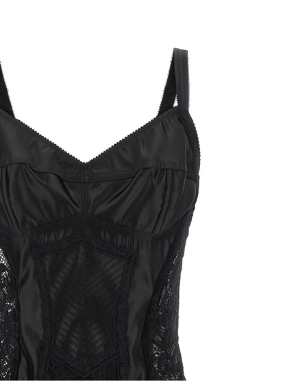 Dolce & Gabbana Black Polyamide Midi Dress