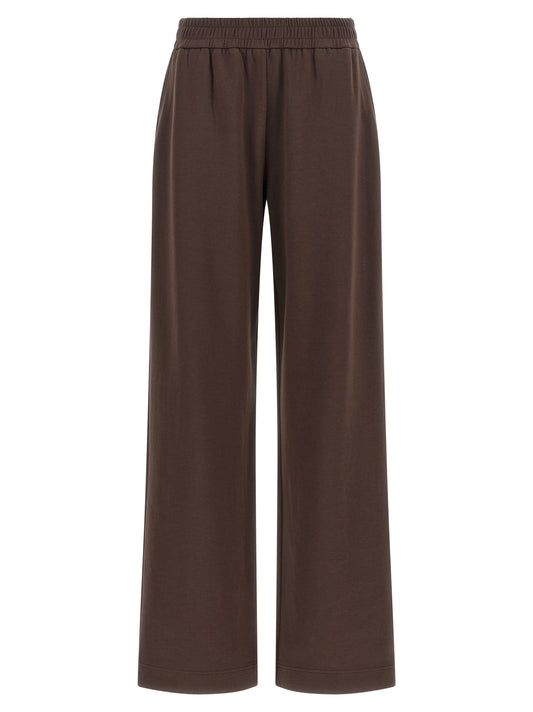 Joggers by Moncler for women in cotton felt brown features an sartorial relaxed-fit & wide and long with a cut for a sartorial finish.
