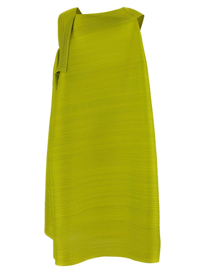 PLEATS PLEASE ISSEY MIYAKE Bicolor Polyester Midi Dress