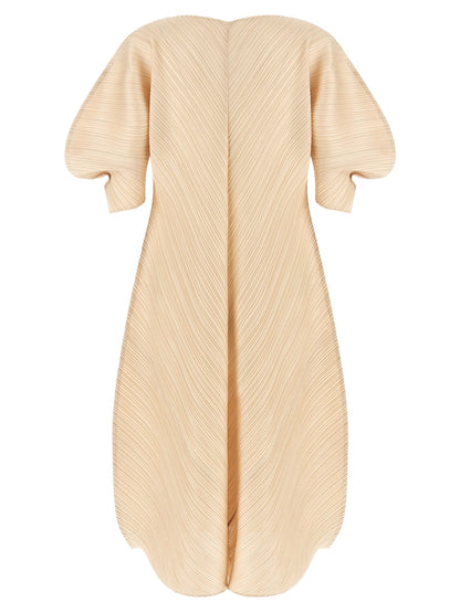 PLEATS PLEASE ISSEY MIYAKE Beige Polyester Midi Dress