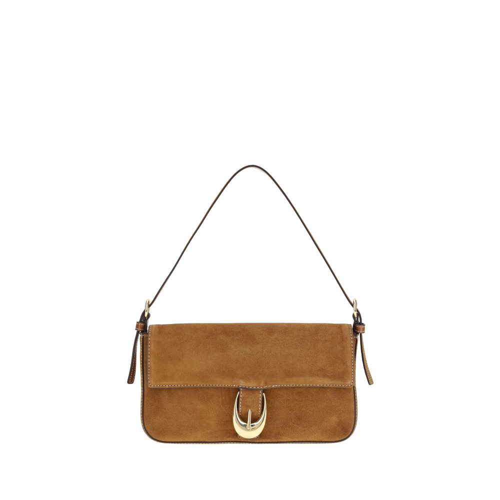 Staud Harlow Bos Taurus Calf Suede Leather Shoulder Flap Bag - Brown