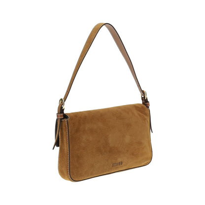 Staud Harlow Bos Taurus Calf Suede Leather Shoulder Flap Bag - Brown