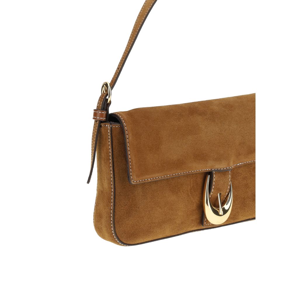 Staud Harlow Bos Taurus Calf Suede Leather Shoulder Flap Bag - Brown