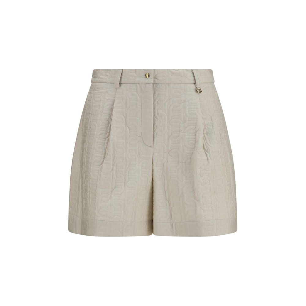 Moncler Women's Regular Fit Nylon Leather Bermuda Shorts - Beige Signature