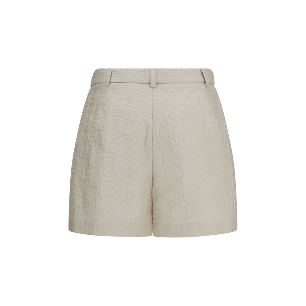 Moncler Women's Regular Fit Nylon Leather Bermuda Shorts - Beige Signature