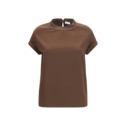 Brunello Cucinelli Brown Elastane T-Shirt