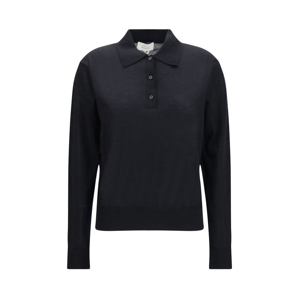 Loulou De Saison Black Cashmere Polo Shirt