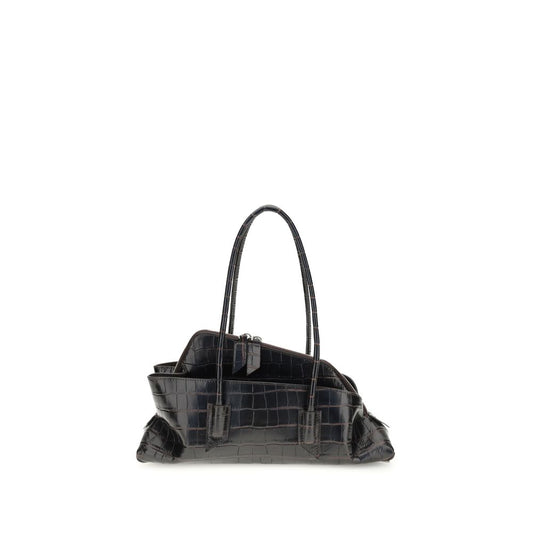 Small Shoulder Bag by The Attico for women in bos taurus calf leather black & print presents a statuesque silhouette, showcasing a secure and statuesque with versatile shoulder-strap & handle for a sophisticated look.