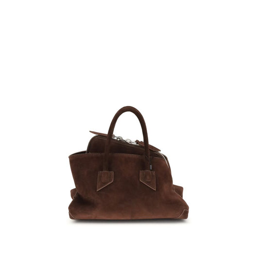 Mini Shoulder Bag by The Attico for women in bos taurus calf suede leather brown & signature features a statuesque silhouette, showcasing a secure zipper and statuesque with versatile shoulder-strap & handle for a statuesque finish.