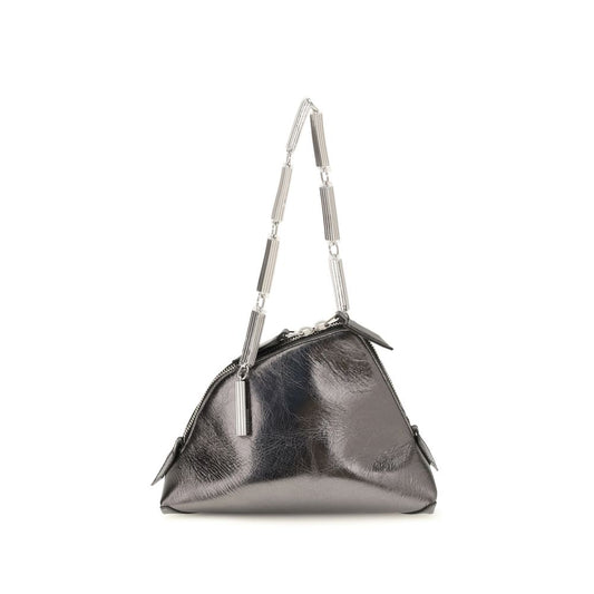 This Evening Handbag by The Attico for women in bos taurus calf leather and silver & signature presents a sculptural silhouette featuring a secure zipper, ample , and versatile handle for a sculptural finish.