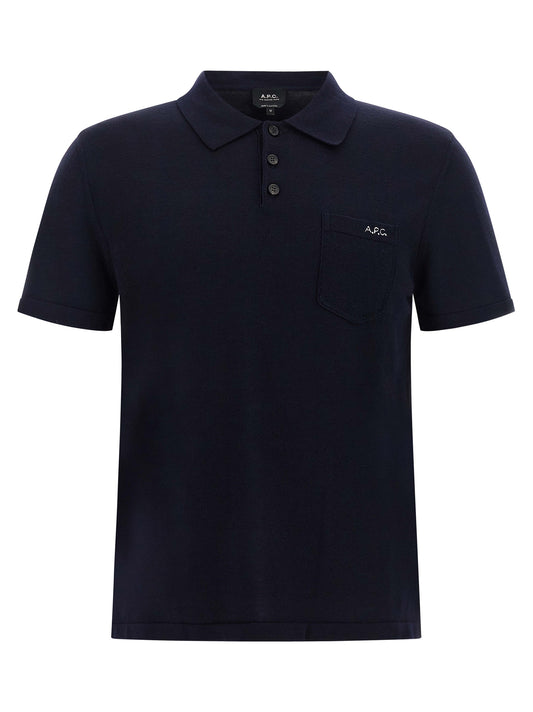 A.P.C. Blue Virgin Wool Polo Shirt