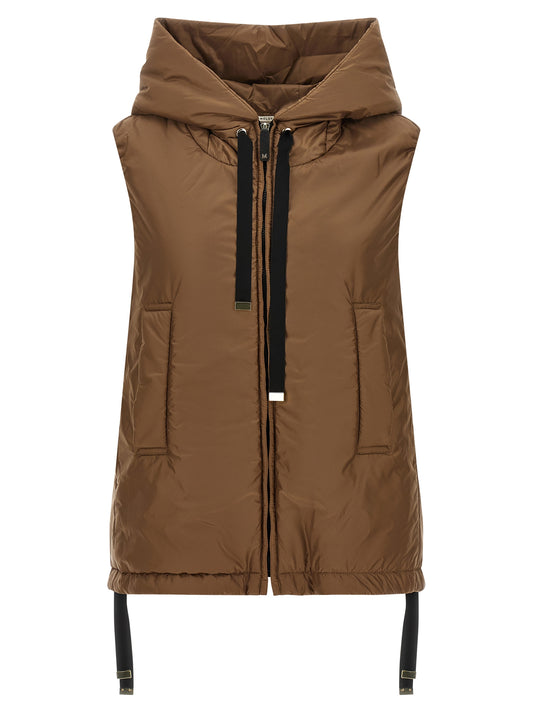 Hooded Vest by Max Mara for women in polyester black, brown, signature & monogram features an on trend silhouette, showcasing a sophisticated hooded neckline and premium hooded & insulated for a truly on trend finish.