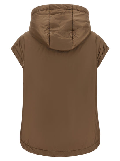 Max Mara Brown Polyester Sleeveless Jacket