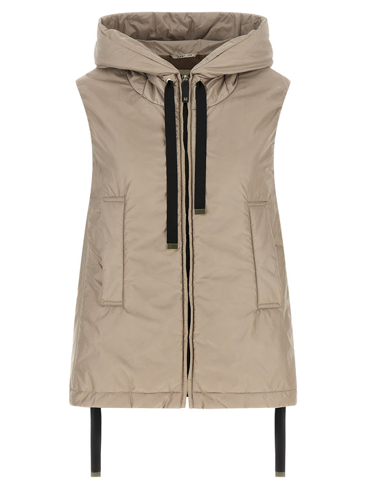 Hooded Vest by Max Mara for women in polyester beige & black features a stylish silhouette, showcasing distinct pockets & hooded and a refined hooded neckline for a truly stylish finish.