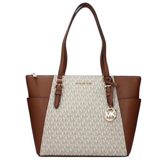 Shoulder Bag by Michael Kors for women in leather beige presents a statuesque silhouette, showcasing a secure and statuesque with versatile shoulder-strap for a sophisticated look.