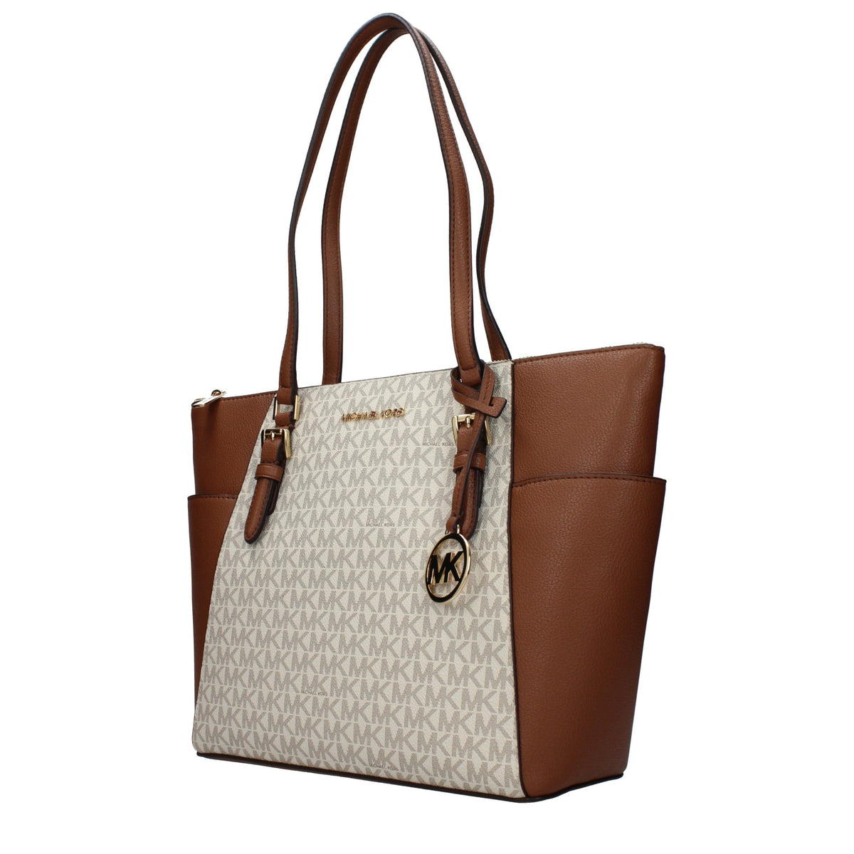 Shoulder Bag by Michael Kors for women in leather beige showcases a enviable silhouette, artfully detailed with a secure , organized , and versatile shoulder-strap for a enviable look.