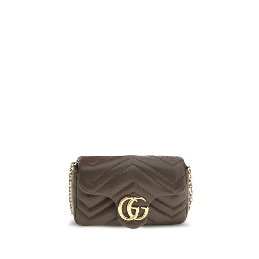Shoulder Handbag by Gucci for women in bos taurus calf nappa leather brown, gold, chevron & signature features an refined silhouette, showcasing a secure snap & magnetic, ample , and versatile shoulder-strap for a sophisticated refined aesthetic.