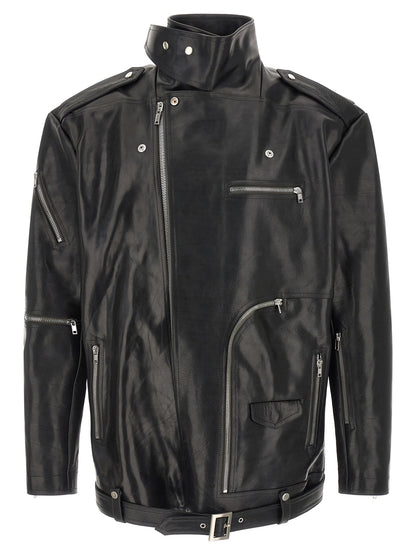 Rick Owens Black Bull Skin Leather Jacket