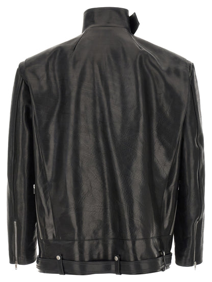 Rick Owens Black Bull Skin Leather Jacket