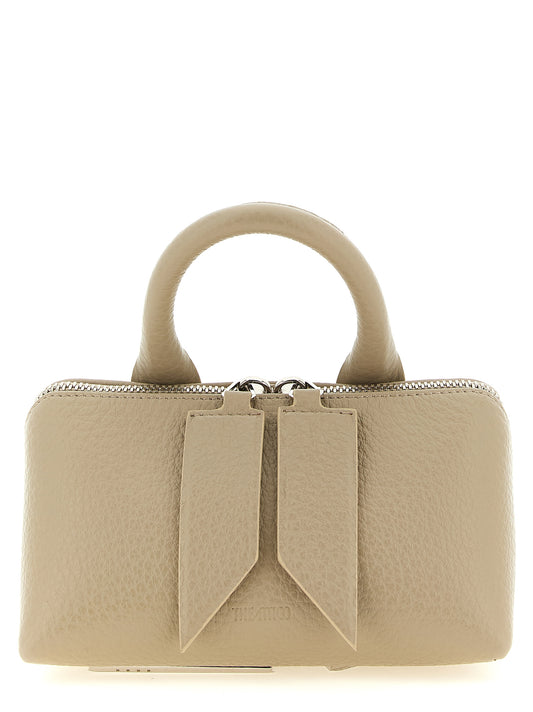Mini Handbag by The Attico for women in calf leather beige, sand & silver presents a ornamental silhouette, showcasing a secure zipper, ample , and versatile shoulder-strap, handle & detachable-strap for a ornamental finish.