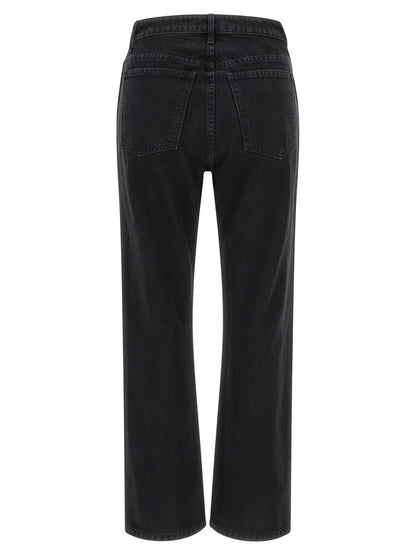 Khaite Black Cotton Flared Jeans