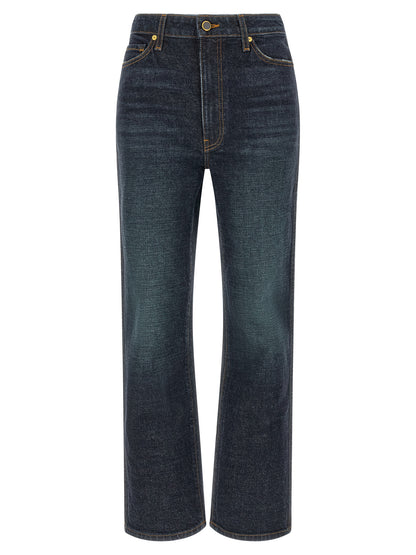 Khaite Blue Cotton Flared Jeans