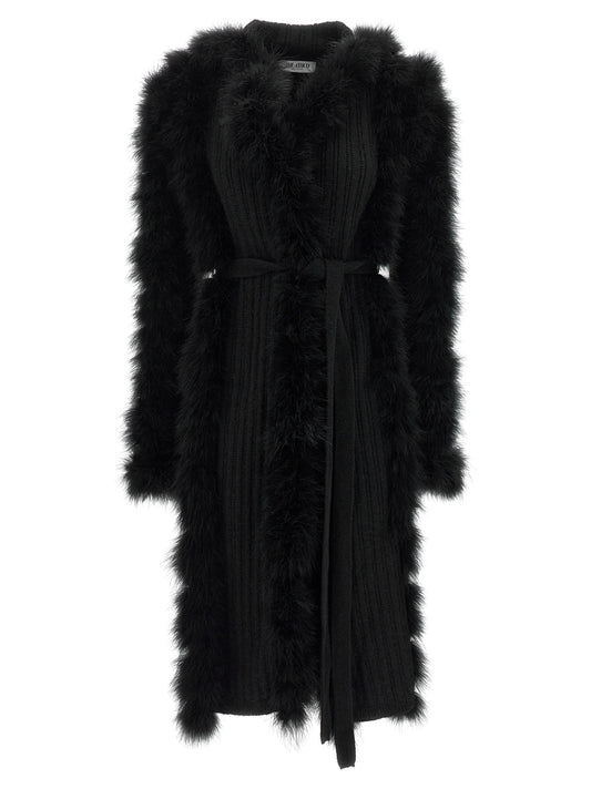 Overcoat by The Attico for women in polyamide polyester acrylic alpaca wool black presents a luxurious silhouette, showcasing a luxurious and sophisticated for a premium, luxurious look.