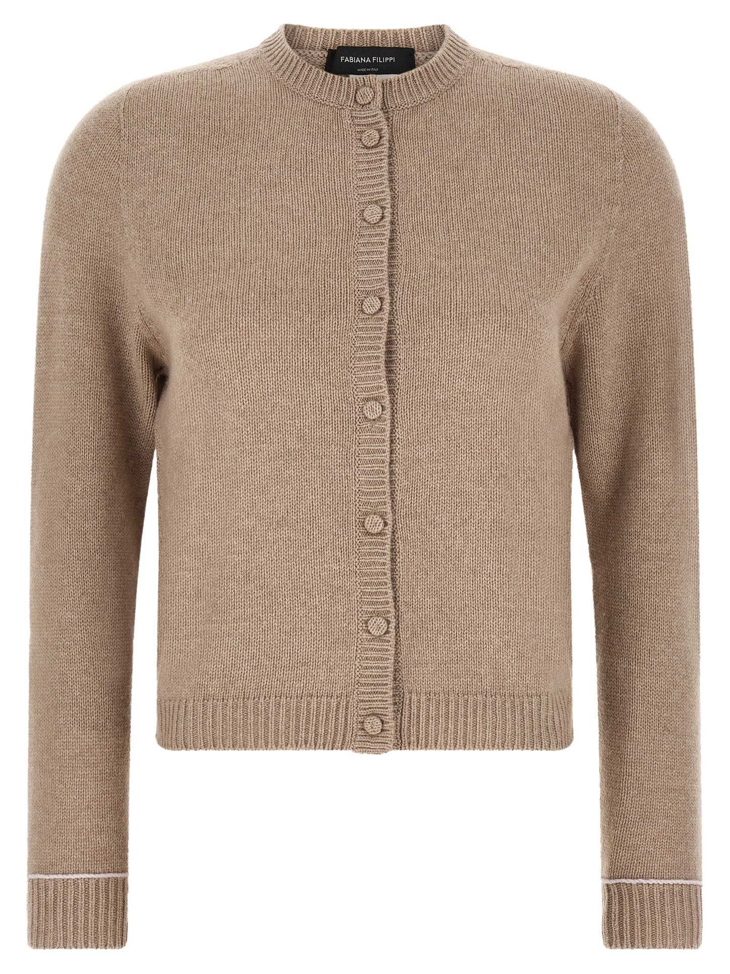 Fabiana Filippi Beige Virgin Wool Cardigan
