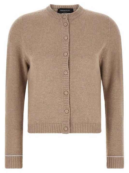 Fabiana Filippi Beige Virgin Wool Cardigan