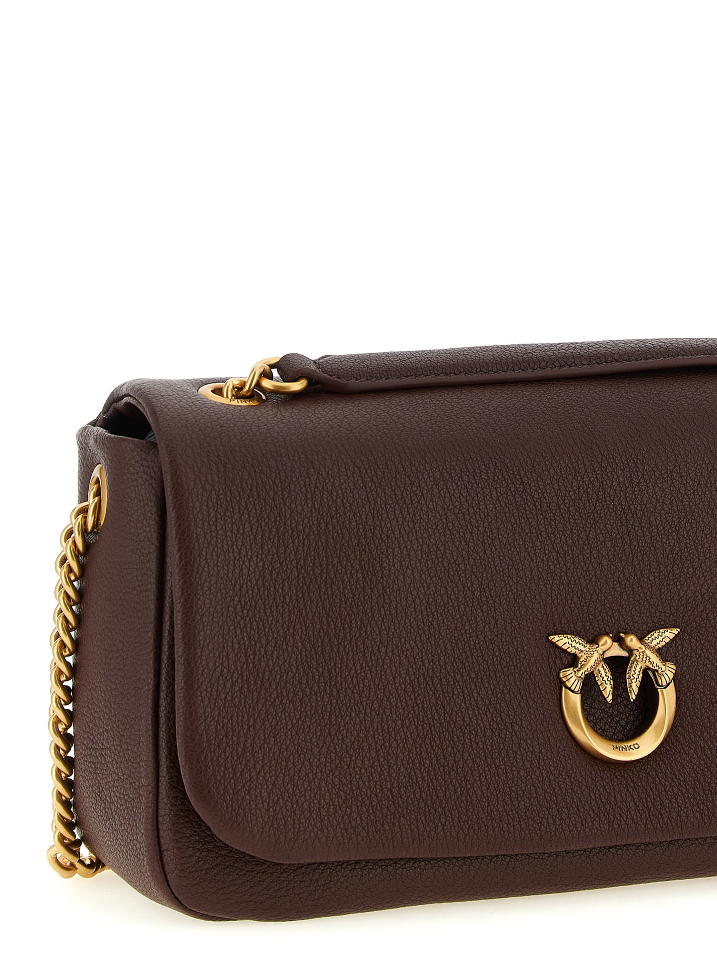 PINKO Brown Lamb Leather Shoulder Bag