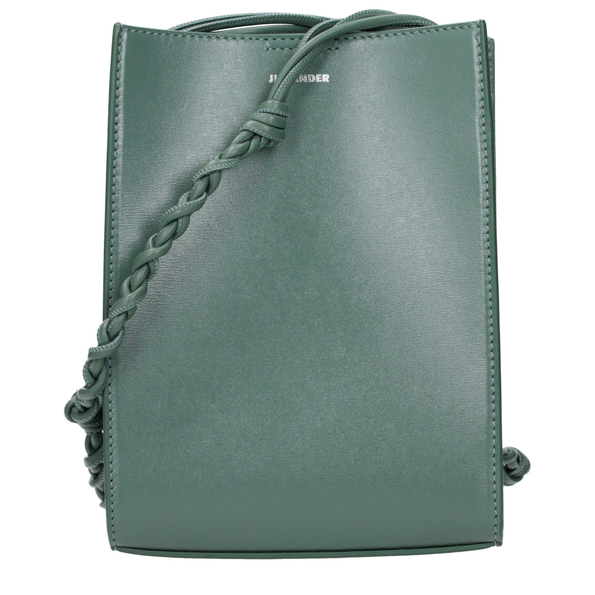 Crossbody Handbag by Jil Sander for women in leather green features a multifaceted silhouette, showcasing a secure and multifaceted with versatile crossbody-strap for multifaceted style.