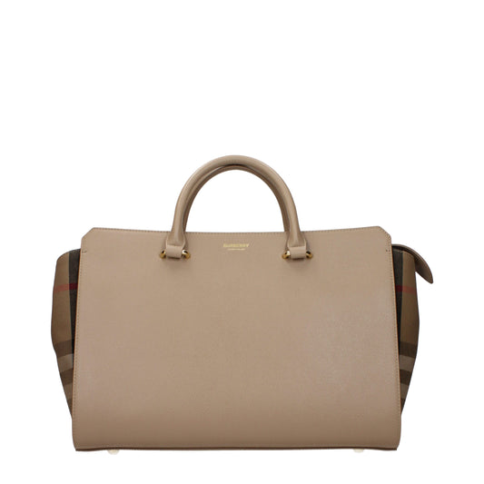 Handbag by Burberry for women in leather beige features a refined silhouette, showcasing a secure , organized , and versatile adjustable-strap for a refined finish.