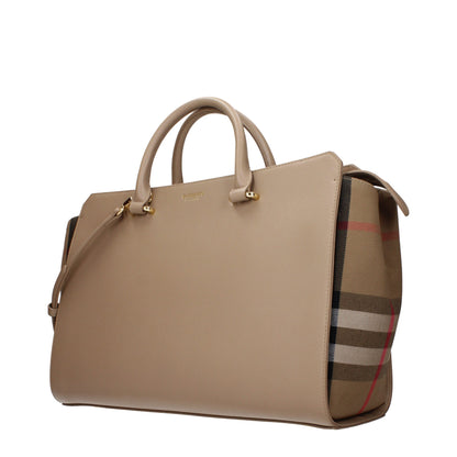 Handbag by Burberry for women in leather beige features an refined silhouette, showcasing a secure , ample , and versatile adjustable-strap for a sophisticated refined aesthetic.