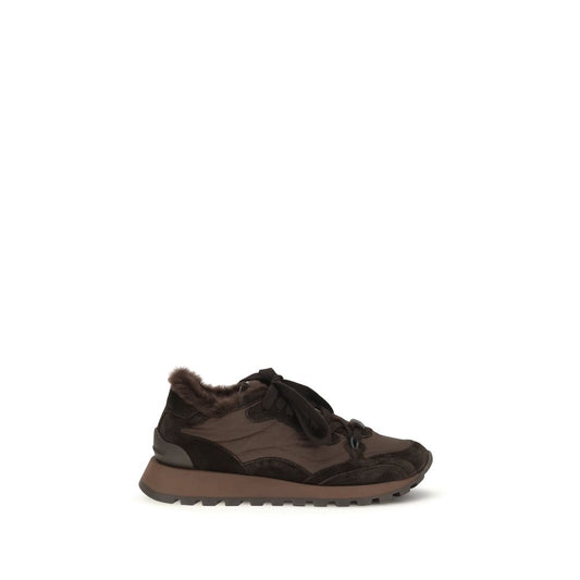 Brunello Cucinelli Black Calf Leather Bos Taurus Athletic Sneakers