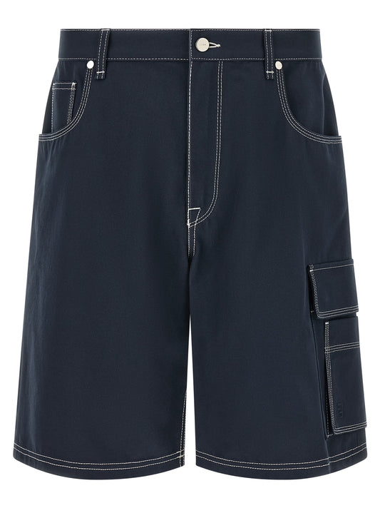 Bermuda Shorts by Fendi for men in cotton canvas navy features an tailored silhouette, showcasing a tailored relaxed-fit with a short and for a sophisticated look.