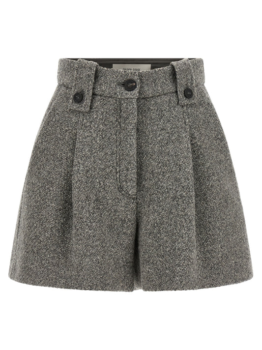 Golden Goose Icon Women's Wide High Rise Virgin Wool Bermuda Shorts - Gray Signature