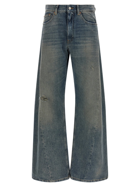 Jeans by MM6 Maison Margiela for women in cotton denim blue, white & signature features a refined silhouette with a refined wide, defined by a high rise and a refined long for a refined finish.
