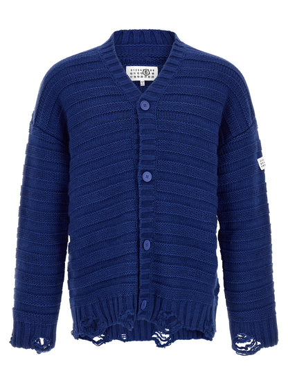MM6 Maison Margiela Blue Virgin Wool Cardigan