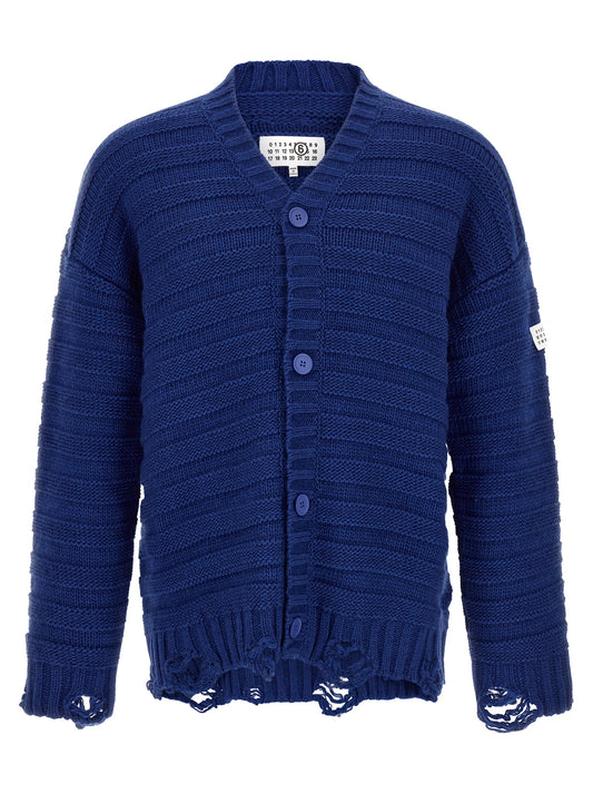MM6 Maison Margiela Blue Virgin Wool Cardigan