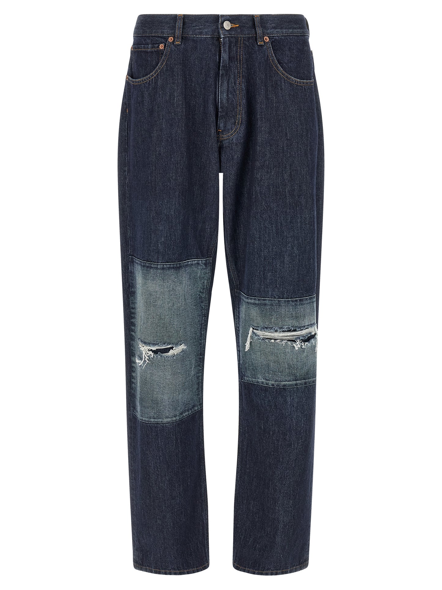 MM6 Maison Margiela Blue Cotton Straight-Leg Jeans