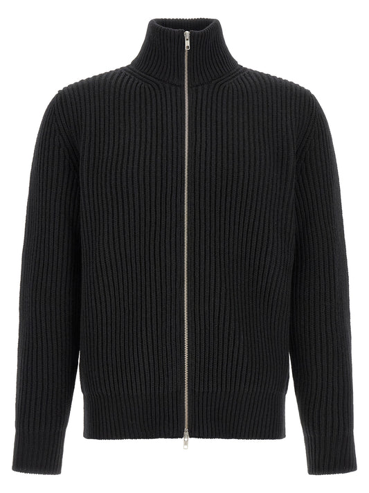 Overcoat by MM6 Maison Margiela for men in polyamide & wool black, silver & white showcases a enveloping silhouette, detailed with distinctive and a enveloping .