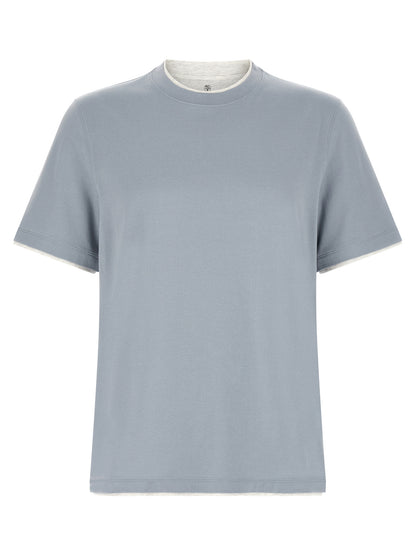 Brunello Cucinelli Blue Cotton T-Shirt